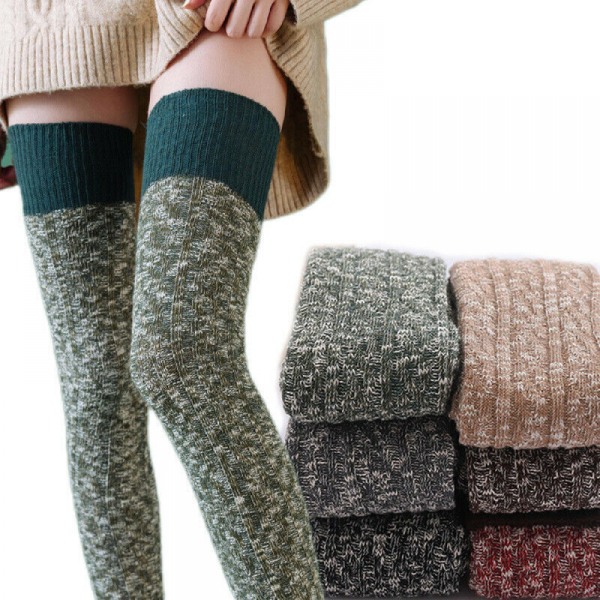 Women Ladies Knit Boot Long Socks Over Knee Thigh High Winter Warm Stockings