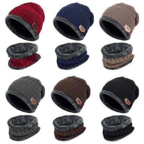 Winter Beanie Hat For Men Fleece Scarf Women Knitted Hat Warm Cap Thick Wool Neck Warmer Scarf Balaclava Mask Skullies Beanies
