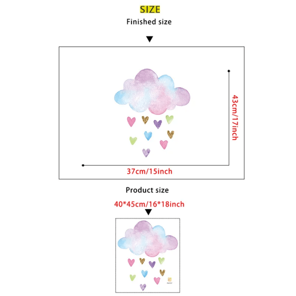 Multicolor Cloud Love Heart Rain DIY Wall Stickers for Bedroom Living room Kids room Kindergarten Wall Decor Home Decoration