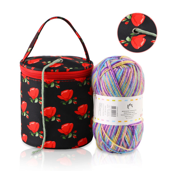 Empty Small Yarn Storage Bag Rose Color Waterproof Knitted Bag Portable Travel Organize Storage Sewing Tool Accessories Gift
