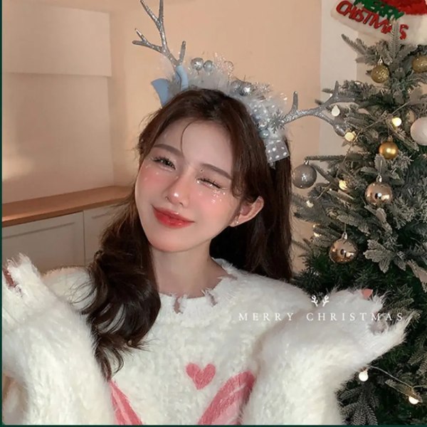 Fashion Kawaii Children Deer Antler Hairband Fairy Christmas Plush Headabnd Korean Xmas Cloth Hair Accessories Cute Hairpin