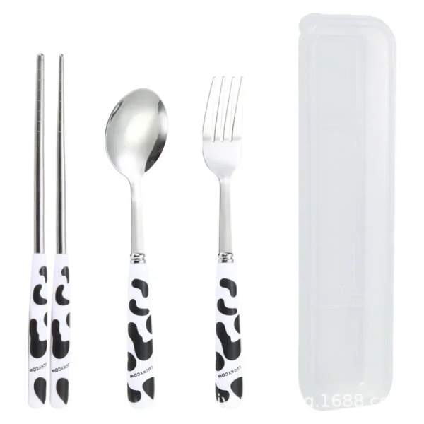 Student Cutlery Fork Spoon Chopsticks Three-piece Set Portable Travel Dinnerware Set Kitchen Tableware Spoon and Fork Set