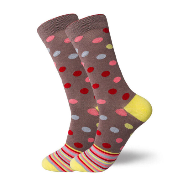 6 Pairs  Mens Combed Cotton Socks Novelty Funny Printing Dress Long Socks 9-13