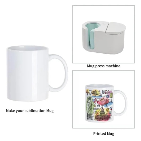 DIY Sublimation Ceramic Cup 11 OZ Creative White Blanks Coffee Mugs Car Cup Drinking Water Tumbler With Handle