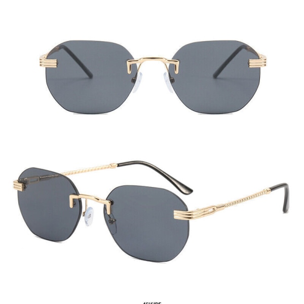 Womens Mens Gradient Rimless Sunglasses Oval Fashion Metal UV400 Glasses H