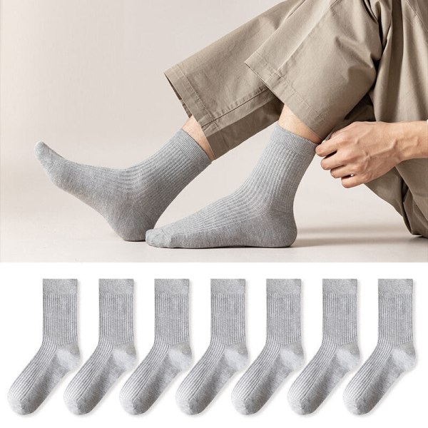 7 Pairs of men's winter solid color cotton wicking and deodorant stockings