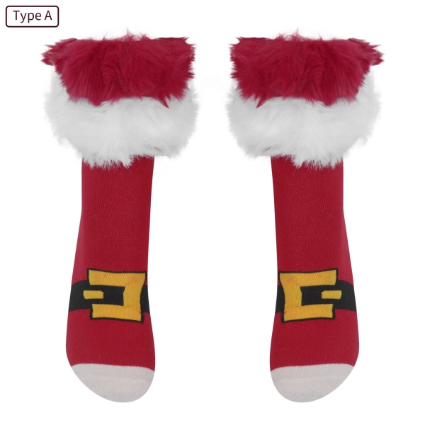 2pairs Unisex Winter Socks Christmas Warm Party Cotton Middle Tube Print Stretchy Socks