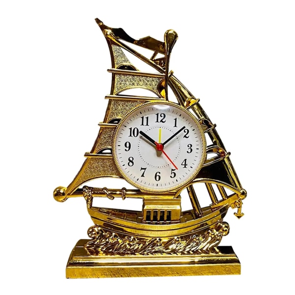 Desk Clock Home Decor Ornament Sailing Figurine Alarm Clock Table Clocks for