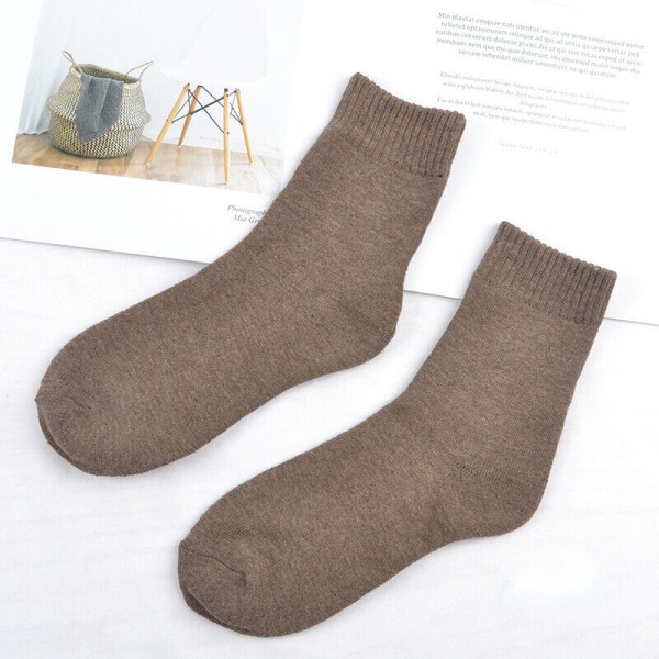 5 Pairs Men's Warm Solid Color Cotton Plush Thick Casual Medium Tube Socks