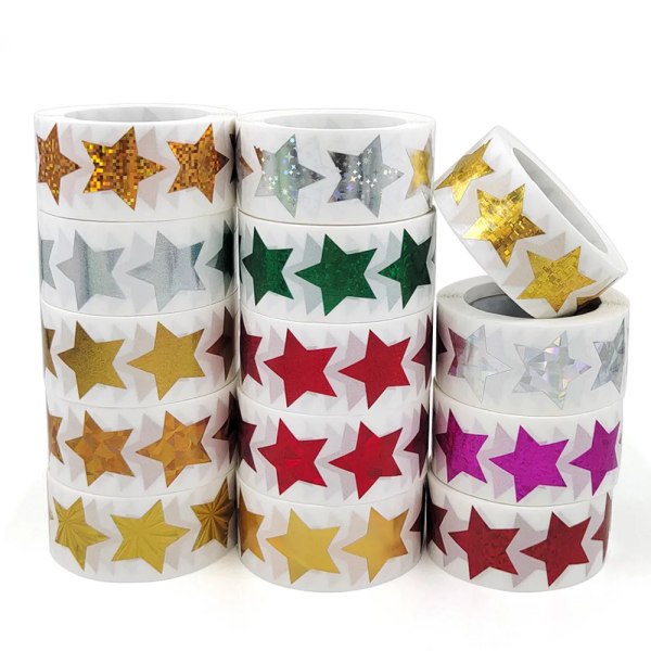 500pcs/roll Glitter Gold Star Stickers Star Silver Sticker Cute Party Home Decor Business Label Colorful Scrapbooking Stickers