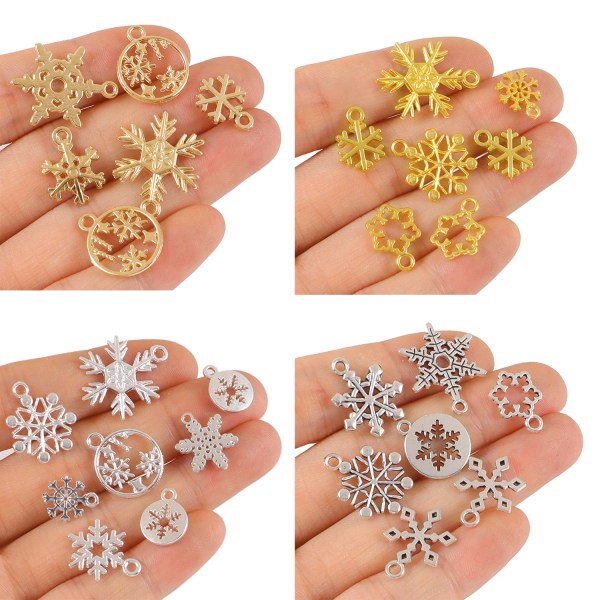 20Pcs/lot Mixed Christmas Snowflake Charms Pendants for Jewelry Making DIY Handmade Bracelet Necklaces Accessories