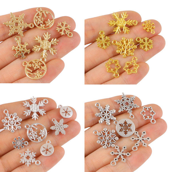 20Pcs/lot Mixed Christmas Snowflake Charms Pendants for Jewelry Making DIY Handmade Bracelet Necklaces Accessories