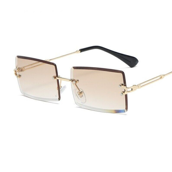 Retro Rimless Rectangle Women Sunglasses Alloy Frame UV400 Gradient Sun Glasses