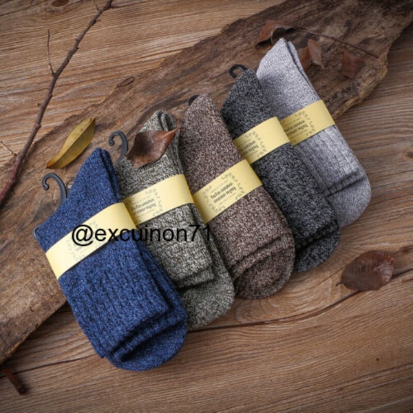 5 Pairs Mens Wool Socks Warm  Heavy Duty Thermal Merino LambsWool Boots Socks