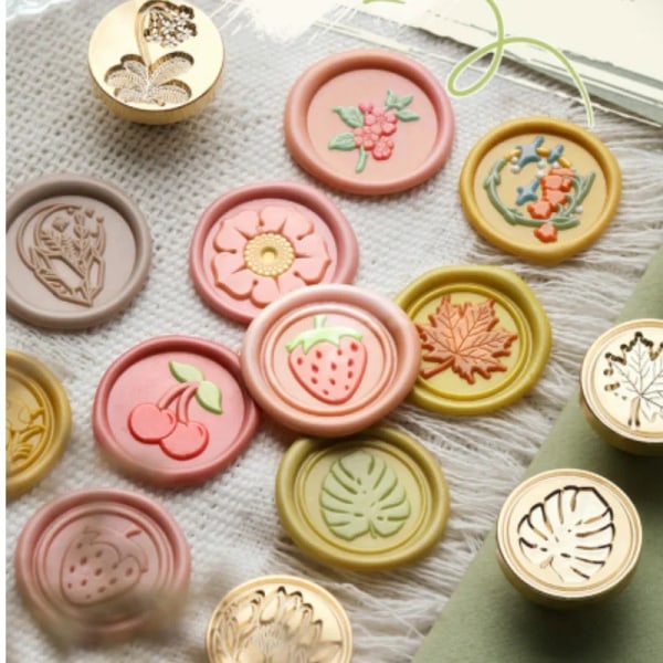 Brass Wax Seal Stamp Diy Fire Lacquer Greetings Gaisy Rose Strawberry Flower Wasp Seals Wedding Invitation Sealing Wax Stamp