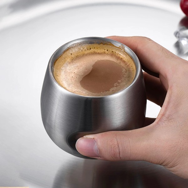 Leeseph Durable Coffee Mug Espresso Cup, Double Insulation Thick Stainless Steel Cups for 150ml 200ml Kitchen Accessories