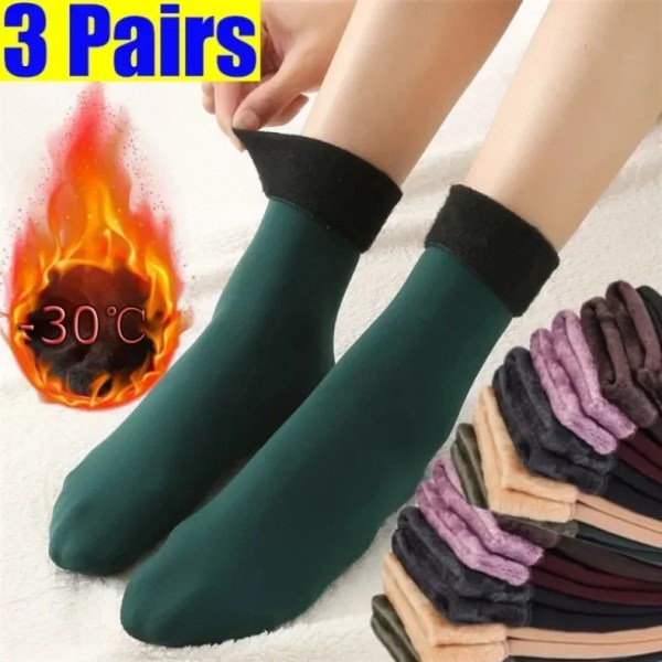 3Pairs Women Men Winter Warm Thicken Wool Cashmere Snow Socks Velvet Thermal Sleep Solid Color Floor Sock Skin Seamless Soft