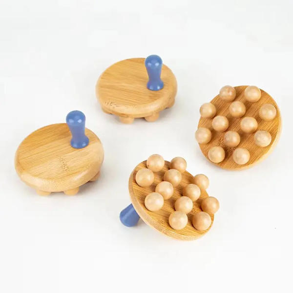 12 Beads Handheld Gua Sha Massage Brush Natural Wood Waist Leg Body Meridian Scraping SPA Relaxation Cellulite Reduction Tool