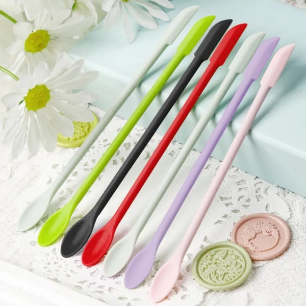 Seal Wax Cleaning Silicone Spoon Double-Headed Scraper Tool DIY Epoxy Resin Decoration Scraping The Edges of Melt Wax Beads