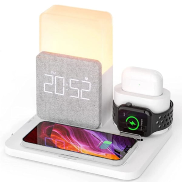 3 in 1 Wireless Charger Alarm Clock For IPhone AirPods iWatch Charging Station