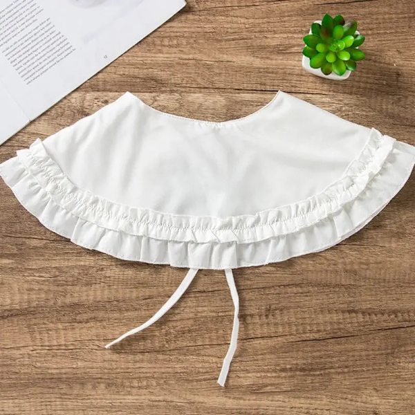 50JB Japanese Womens for Doll Double Layer Fake Collar Shoulder Wrap Solid Color Ribbon Bowknot Bottoming Shirt