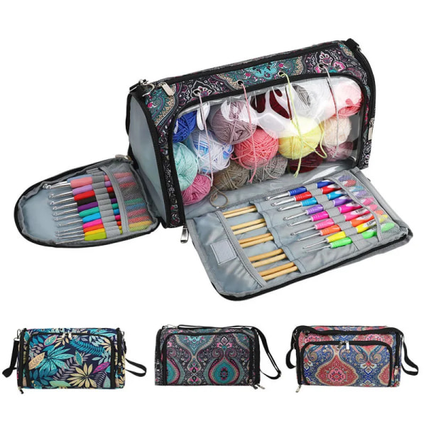 Home Multifunctional Storage Bag Yarn Rod Crochet Storage Bag Home Knitting Accessories Tools Handbag Exquisite Pattern Bag