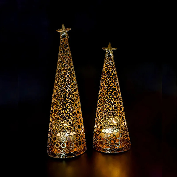 Metal Christmas Tree Candlestick Christmas Candle Cup European Wedding Decoration Tea Wax Small Round Cup Candle Holder Gift