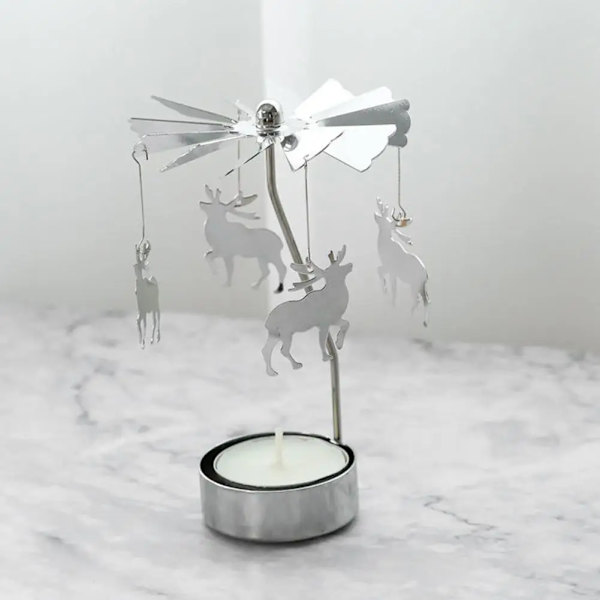 Rotating Wrought Iron Candlestick Ornaments Household Candlelight Ornaments Table Angel Carousel Props Deer Oom Decor