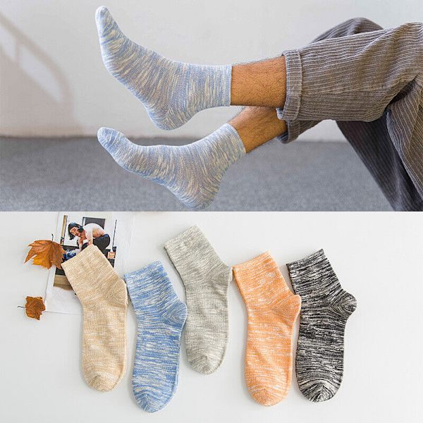5 Pairs Zonbailon Men's Sweat Absorbing Breathable Cotton Casual Medium Socks