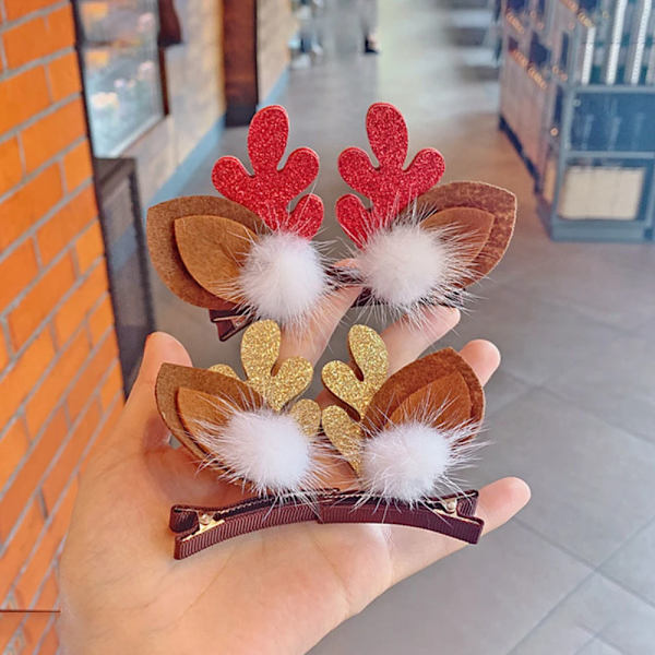 8pcs  Christmas Hair Pin Elk Ear Hair Clip Women Girl Santa Snowman Hairpin Xmas Party Barrettes For Kids Cosplay Headwear Headbands