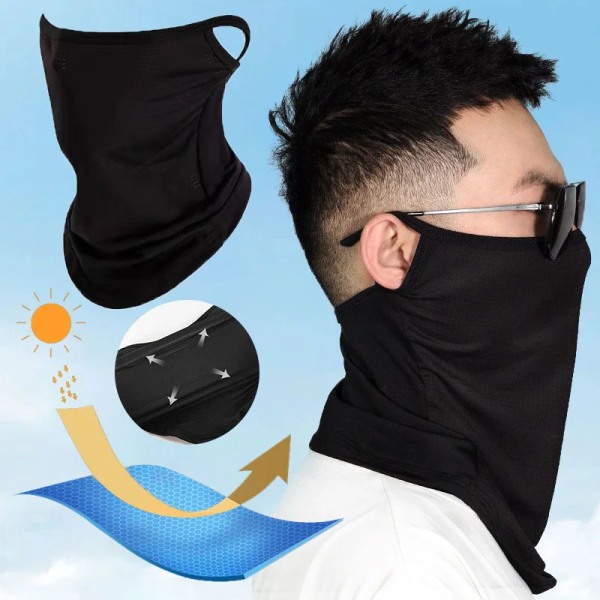 Outdoor Cycling Bandana Mesh Face Cover Half Mask Hang-Ear Ice Silk Neck Gaiter Cool Tube Scarf Sport Running Hiking