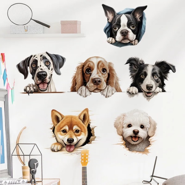 Cute Pet Spotted Dog Decorative Stickers Large Children's Room Pet Shop Animal Damaged Walls Stickers