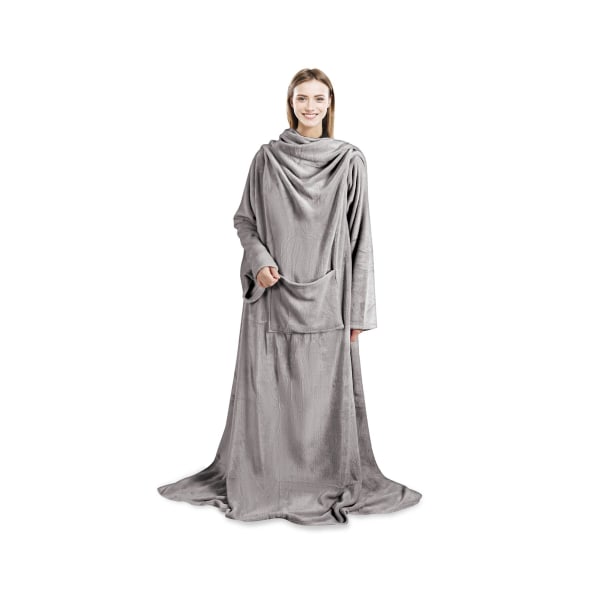 Snuggle Fleece Blanket with Sleeves Wearable Wrap Giant Oversized Soft Throw