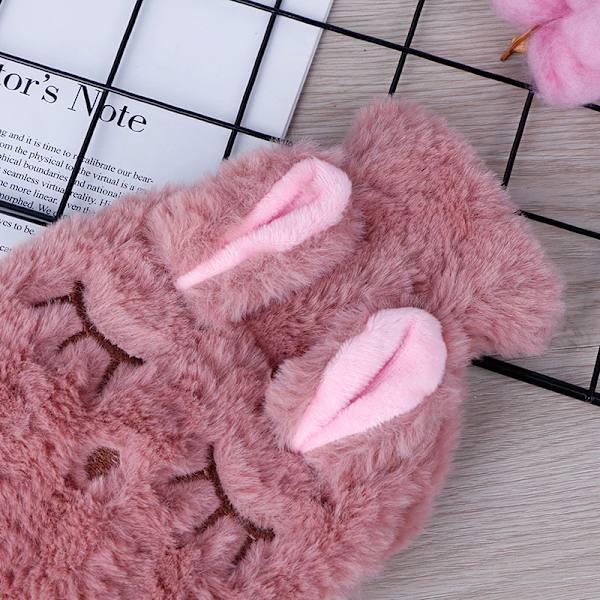 Reusable Winter Warm Heat Hand Warmer PVC Stress Pain Relief Therapy Hot Water Bottle Bag with Knitted Soft Rabbit Cozy Cover