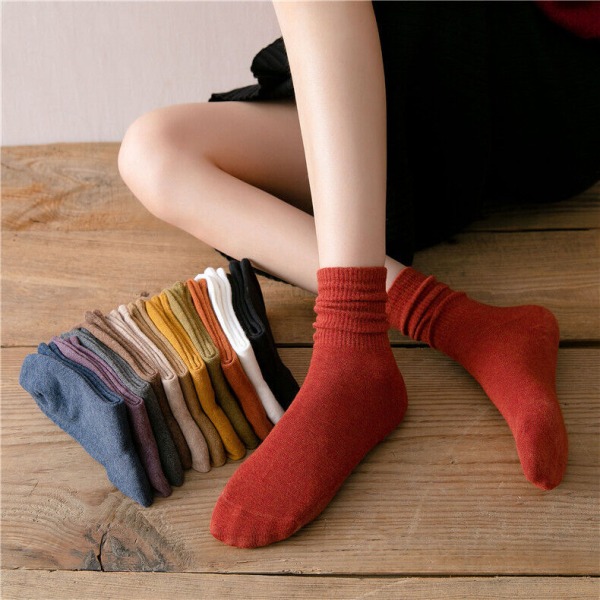 5 pairs of women's winter leisure solid color cotton breathable stockings