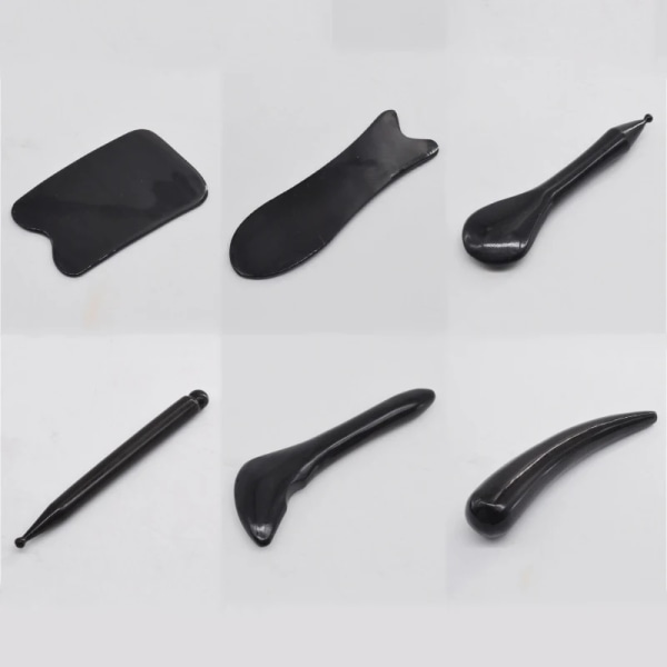 Natural Black Buffalo Horn SPA Skin Lifting Scraping Plate Body Massager Acupuncture Massage Face Beauty GuaSha Board Therapy