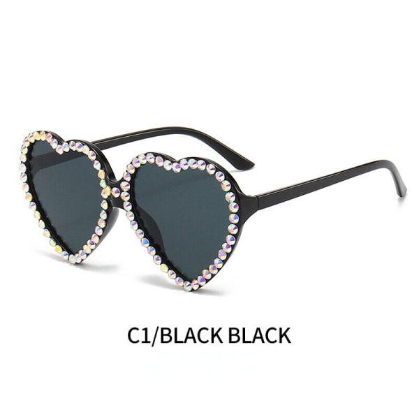 Women Sunglasses Inlay Diamond Heart Party Holiday Dress Vogue Retro