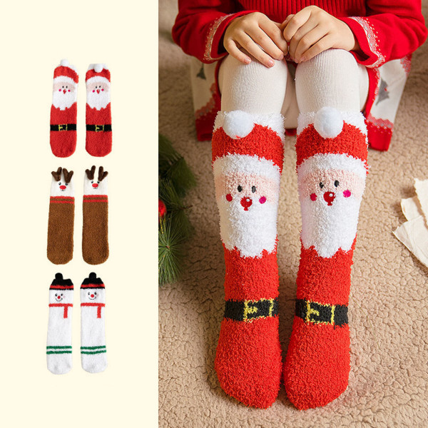 5pairs  Stockings Fashionable New Pattern Cartoon Cute Christmas Winter Warm And