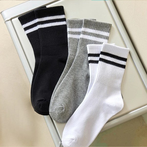 6 Pairs  Women's Mid-Tube Socks Solid Colour Autumn Winter Breathable Comfortable Sport Sweat Absorbent Man And  Women's Socks