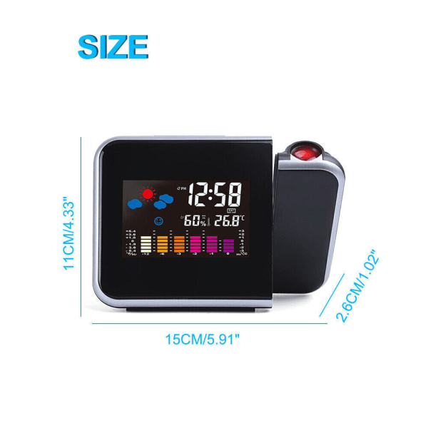 Smart Alarm Clock Digital LED Projector Temperature Time Projection LCD Display