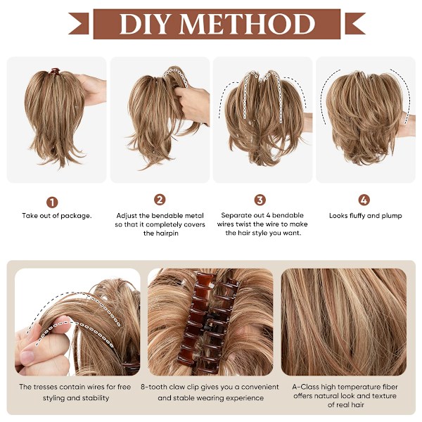 Synthetic Claw Clip In Ponytail Hair Extensions Diy Hairpiece Hair Bun  Fake Blonde Hair False Pigtail for Women