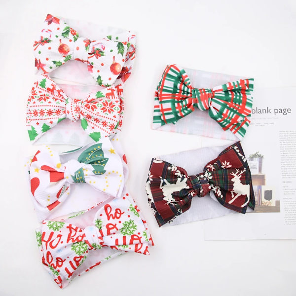 Christmas Day Baby Headbands Bullet Fabric Santa Claus Print Hair Bands Dance Party Gifts Headwear Xmas Hair Accessories