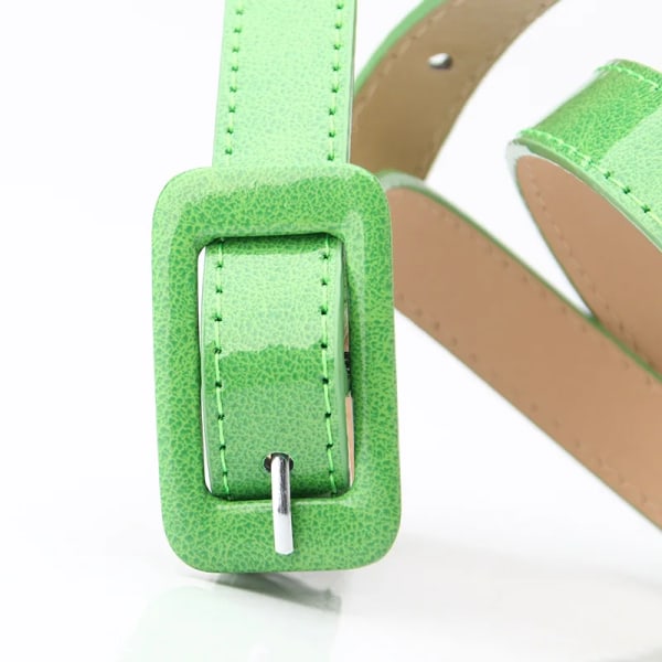 Women's Patent Leather Belt Fashion Versatile Decoration Sweater Dress Belt Female Square Pin Buckle Thin Waist Belts