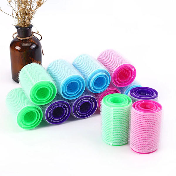 12PCS/Pack Hair Rollers Self Grip Hook Hair Curlers Heatless Hair Roller Salon Hair Dressing Curlers Jumbo Size Sticky Hair