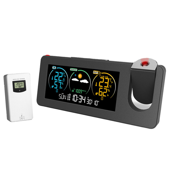 Home Alarm Clock Digital Projector On Ceiling With Indoor & Outdoor Temperature