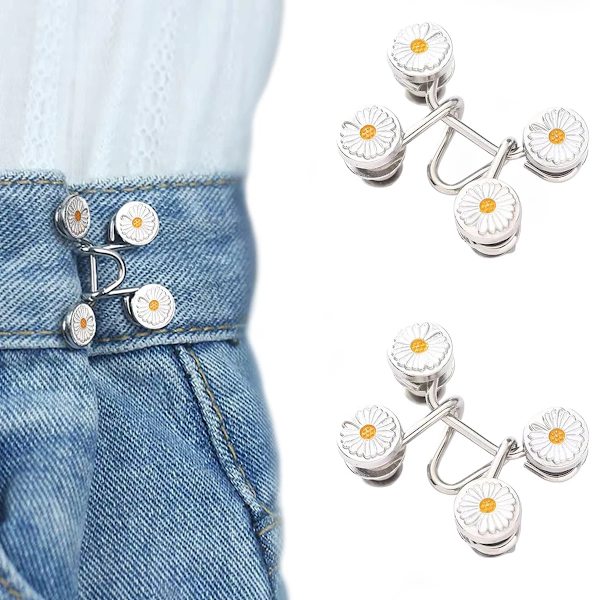 Detachable Metal Buttons Pearl Snap Fastener Pants Pin Retractable Button Sewing-Free Buckles for Jeans Perfect Fit Reduce Waist