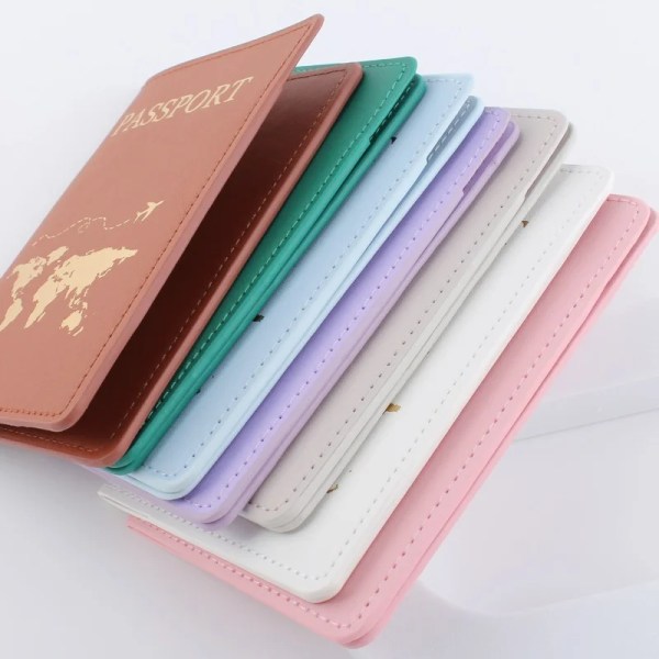 Simple Fashion Passport Cover World Map Thin Slim Travel Passport Holder Wallet Gift PU Leather Card Case Cover Unisex