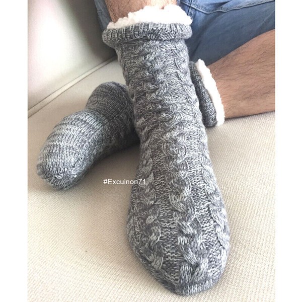 Men's Thick Fleece Lined Warm Sleep Slippers Socks Thicken Non Slip Winter Socks