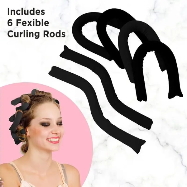 6pcs Lazy Heatless Curling Rod Headband No Heat Silk Curls Ribbon Hair Rollers Sleeping Hair Curlers Foam Rod Hair Styling Tool