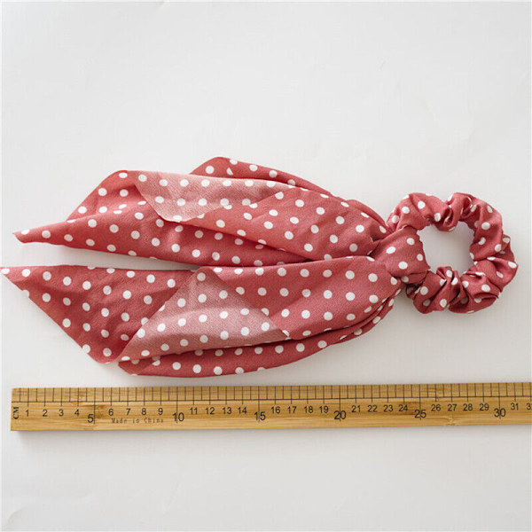 6pcs Polka Dot Print Ribbon Scrunchies Ponytail Long Scarf Bow Elastic Hair Tie Rope